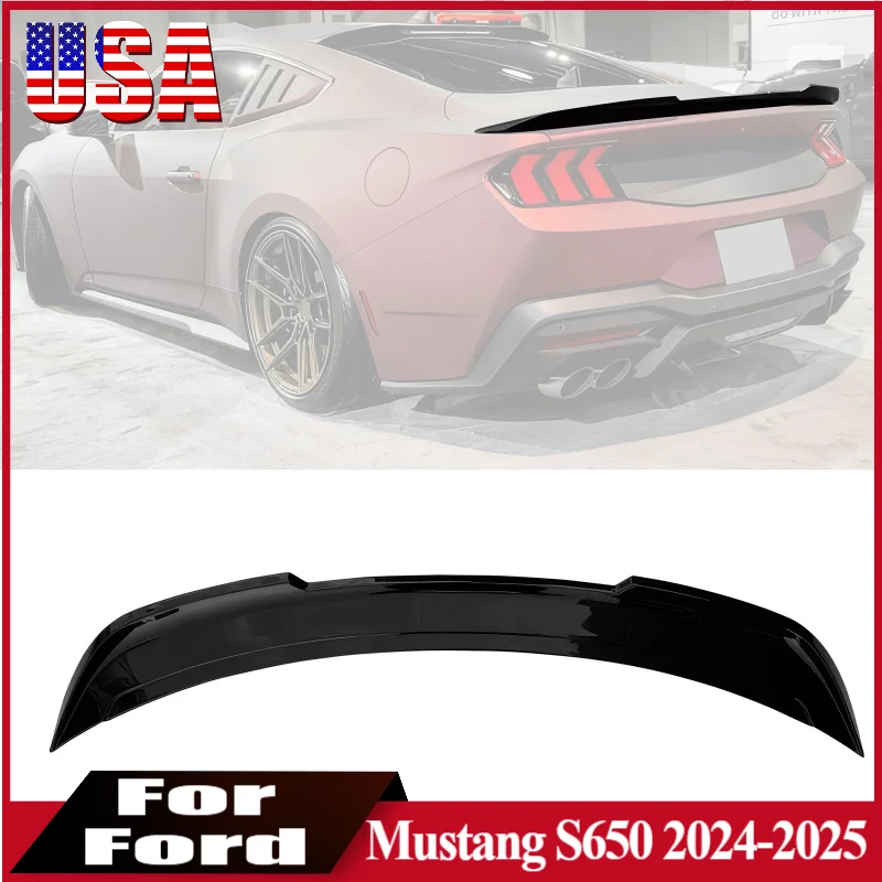 

Spoiler Wing For Ford Mustang S650 2024 2025 Glossy Black Car Rear Trunk Spoiler Deck Style Auto Tail Wing Lid Replacement