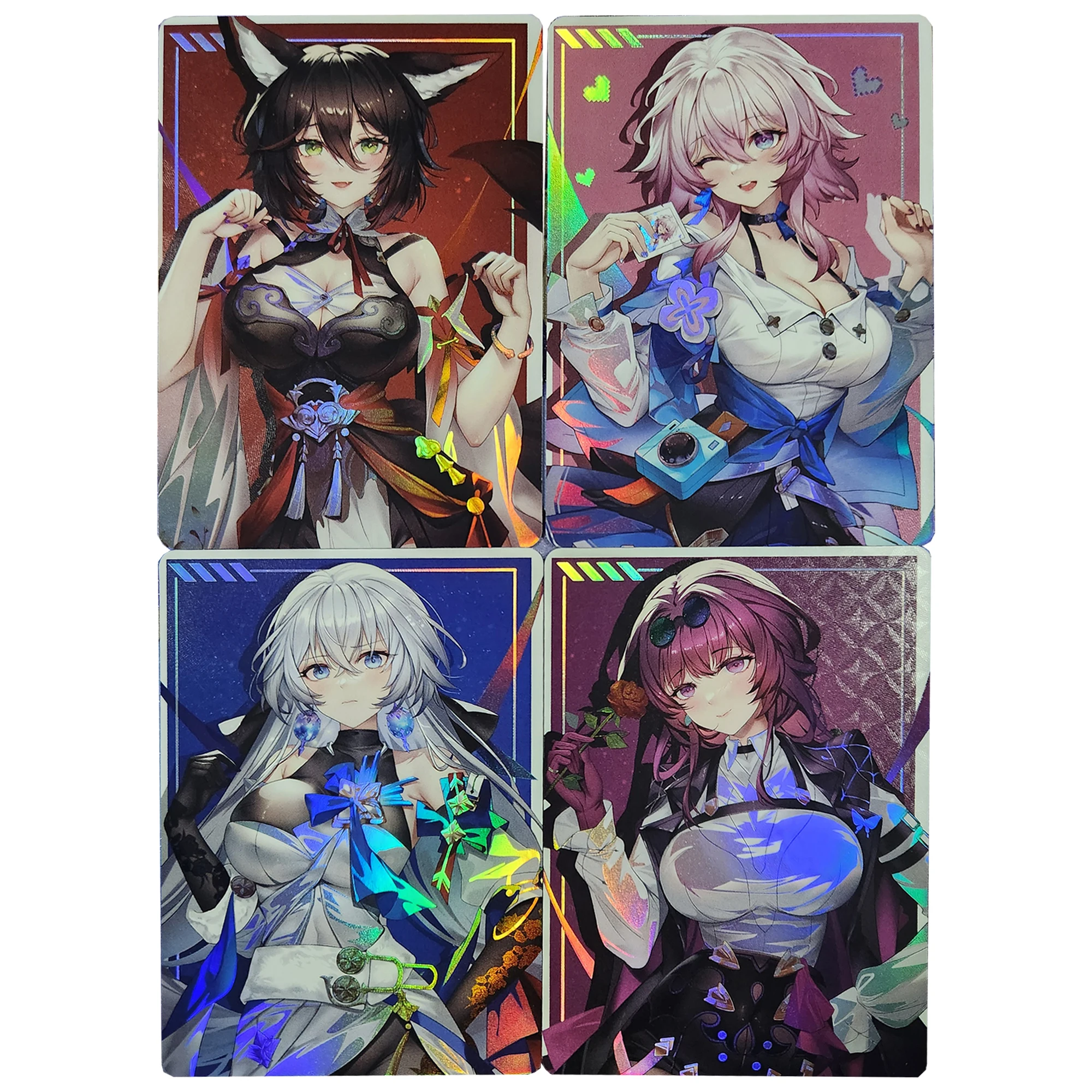 Diy Self Made 4Pcs/set Honkai: Star Rail Kafka Collection Card Refraction Color Flash Game Anime Cards Gift Toys