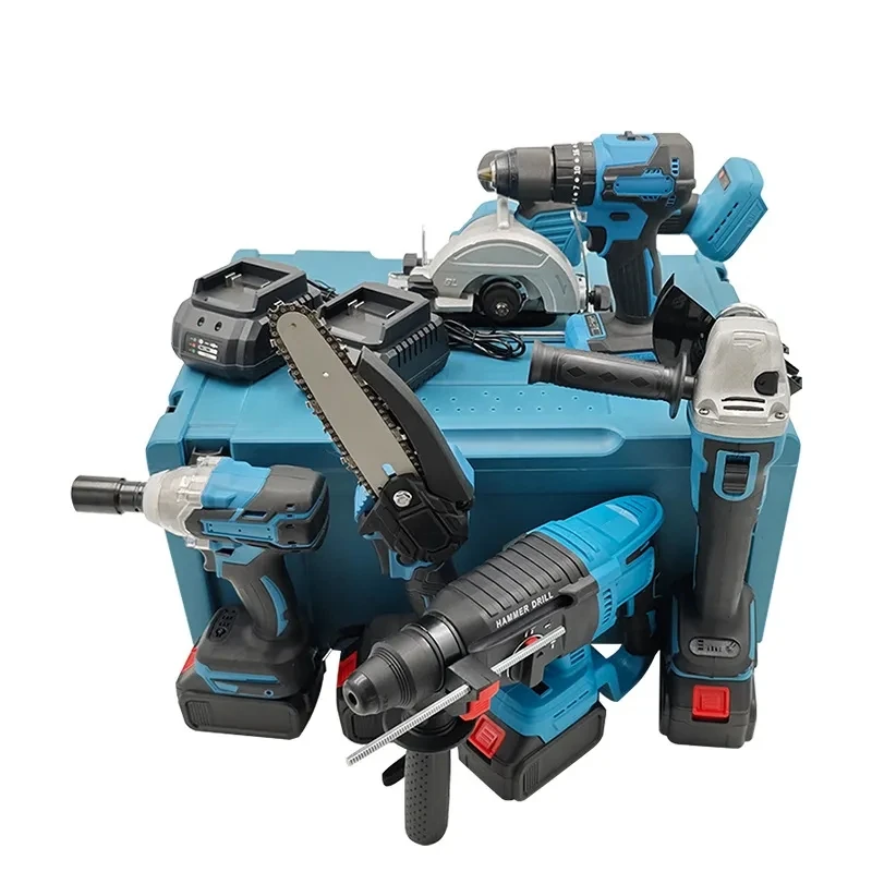 Drilling Machines Cordless Chain Saw Hammer   Angle Grinder Wrench Brushless Impact Drill Combo Tools Set