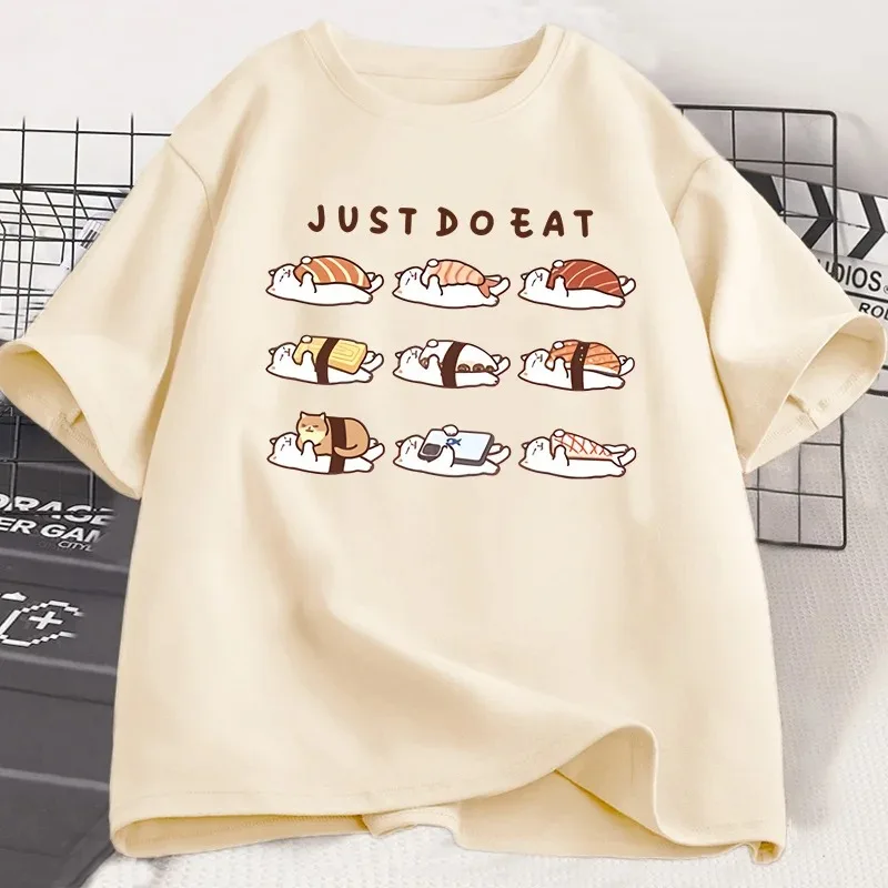 Lustige Katze Shusi Grafik T Shirts Nette Cartoon Gedruckt T Shirt Lose Unisex Rundhals Frauen Kleidung Streetwear