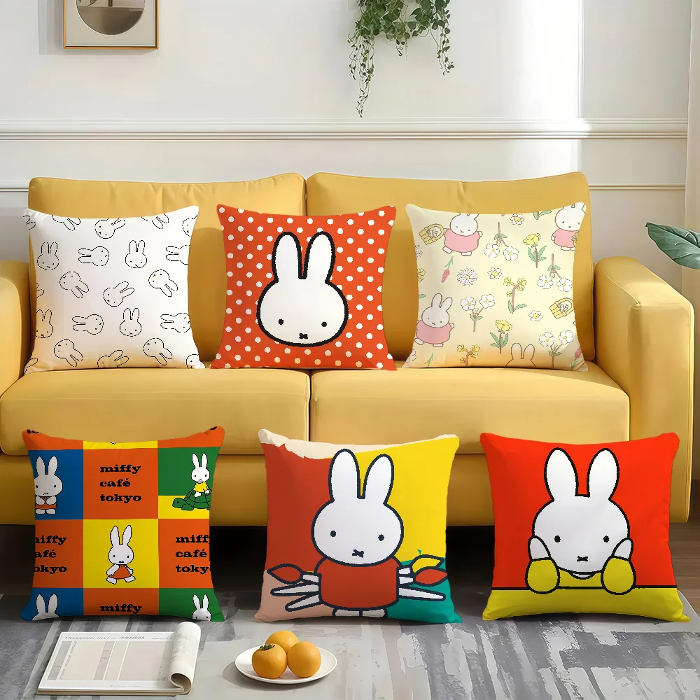 Cartoon Bunny Rabbit Cute M-Miffy soft pillowcase for Sofa Home Living Room office Decor Protective Covers hogar pillowcover