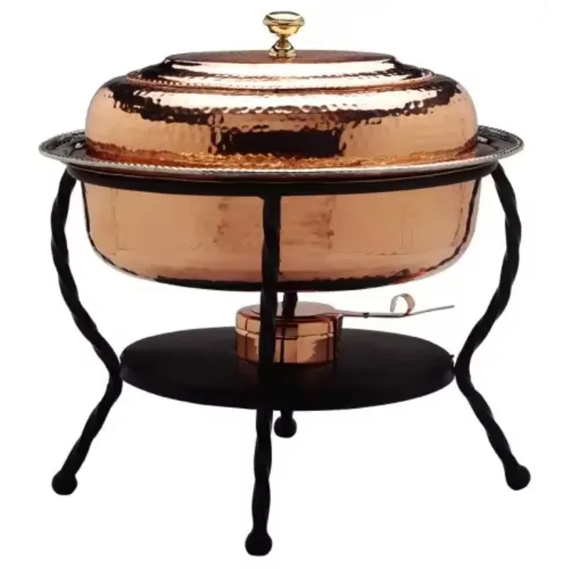 

Chafing Dish Hotel Ware Fashionable Trending Design Cookware Hot Pot Round Food Warmer Buffet Vintage Chafing Solid Copper