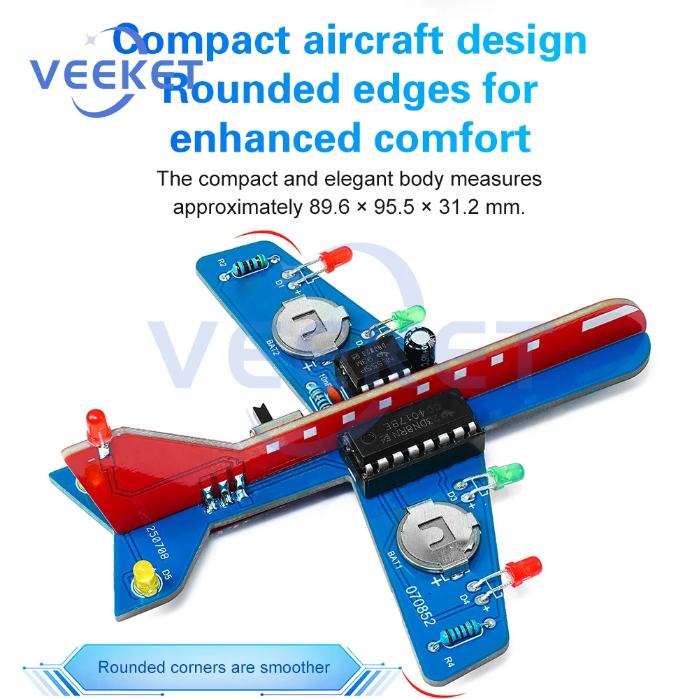 

LED Flow Light Aircraft Model Kit DIY Electronic Welding Practice Toy with 3-Color Flowing Effect for Beginners