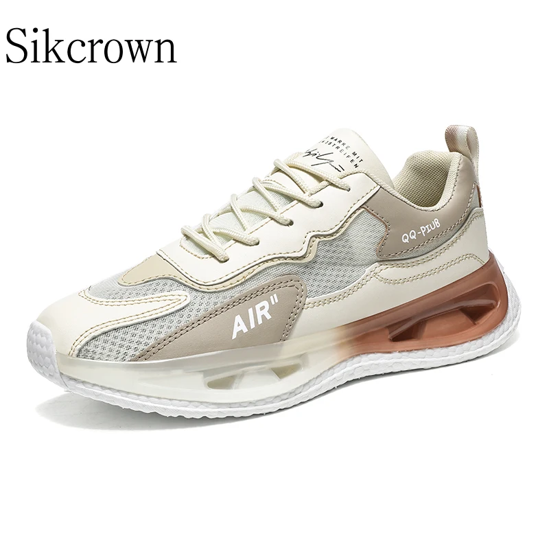 Brand Sneakers Men Shoes Sneakers Air Mesh Brown Breathable Running Sport Shoes Soft Thick Sole Shoes Athletic Sneakers Trendy