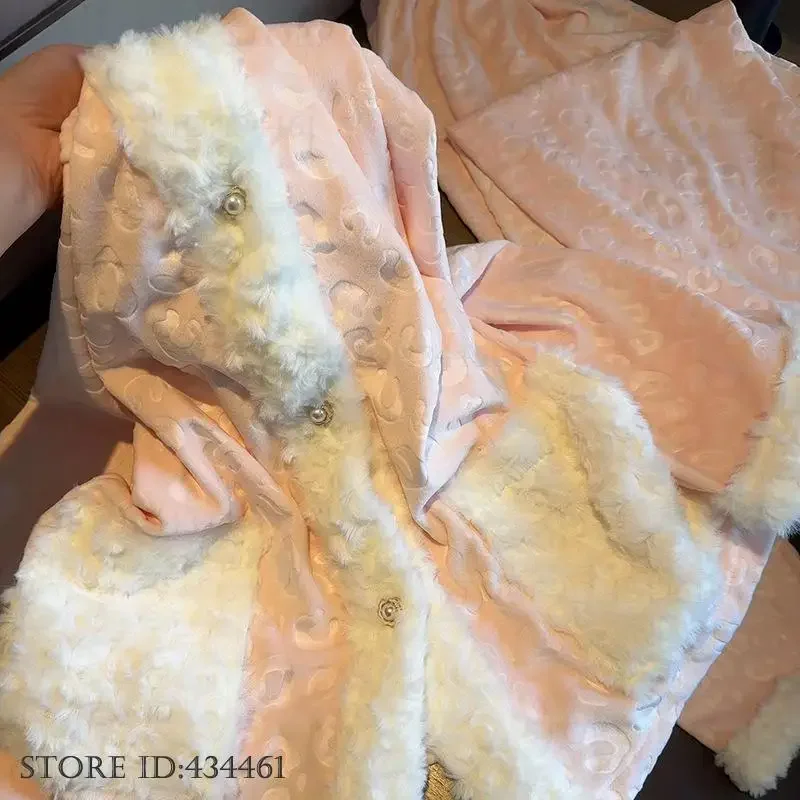 

Island Velvet 2Pcs Pajamas Set for Women Sexy Pink Leopard Sleepwear Trouser Pijamas Suit Autumn Winter Loose Pyjama Loungewear