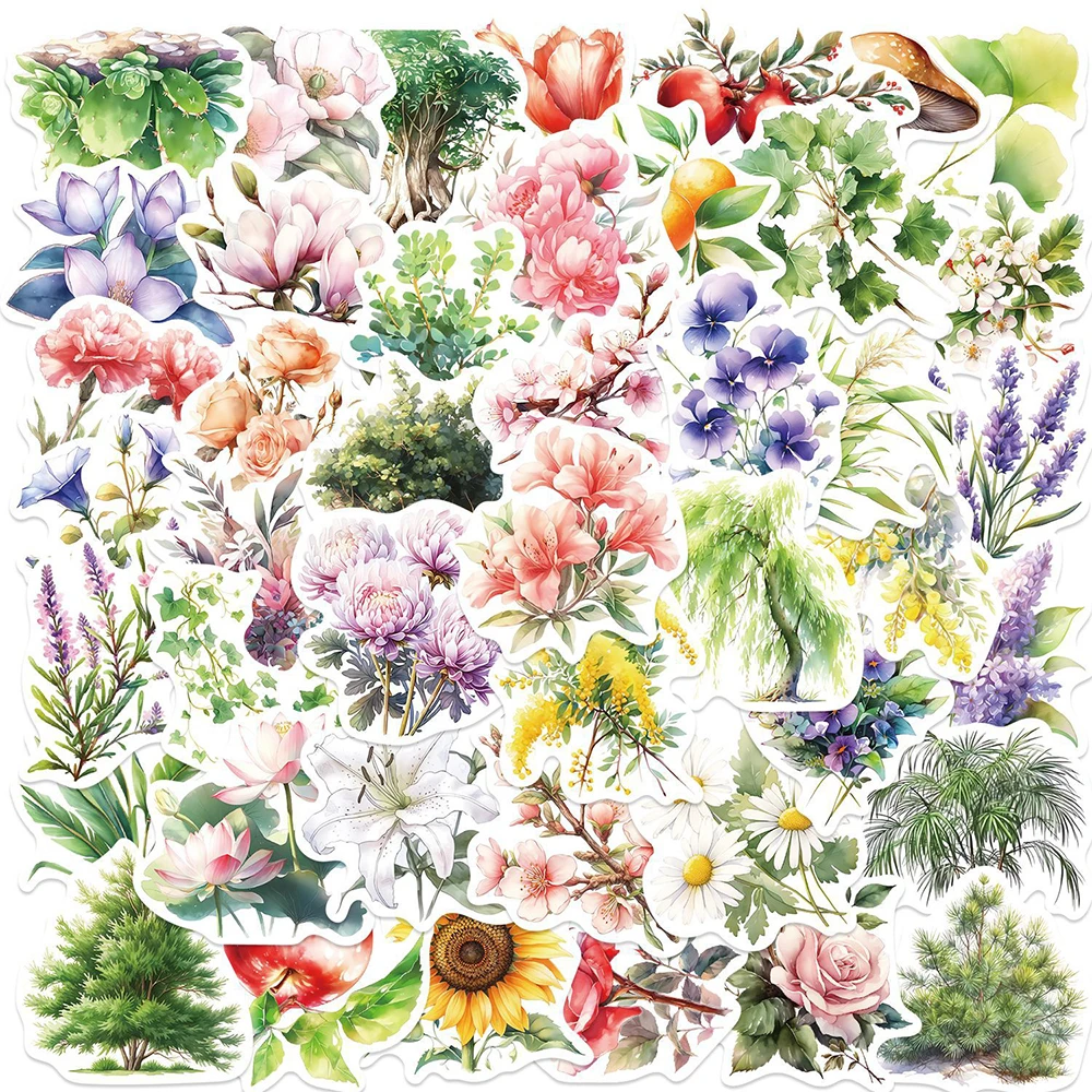10/30/50pcs Kawaii Cartoon Plant Flower Graffiti Stickers DIY Laptop Notebook Phone Suitcase Aesthetic Sticker Decals Kids Toys