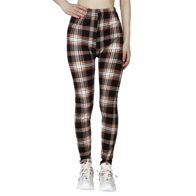 Card White Checkered Women'S Sports and Fitness Leggings – view 4