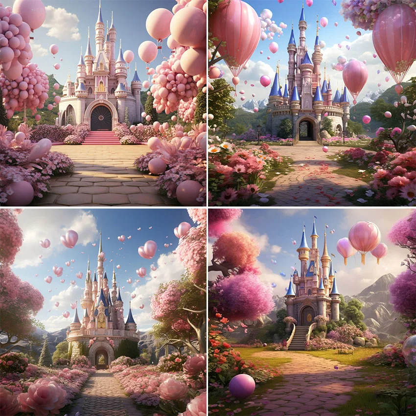 Mehofond Photography Background Fairytale Forest Castle Balloon Floral Child Birthday Party Portrait Decor Backdrop Photo Studio