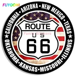 FUYOOHI Exterior/Protection Funny Stickers Vinyl Round US Route 66 Sign W/All 8 States Rv Ride Road Travel Historic Stickers