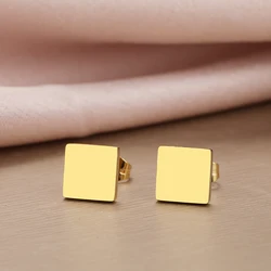 Stainless Steel Earrings 2022 Trend Geometric Square Small Brick Style Korean Fashion Stud Earrings For Women Jewelry Gifts