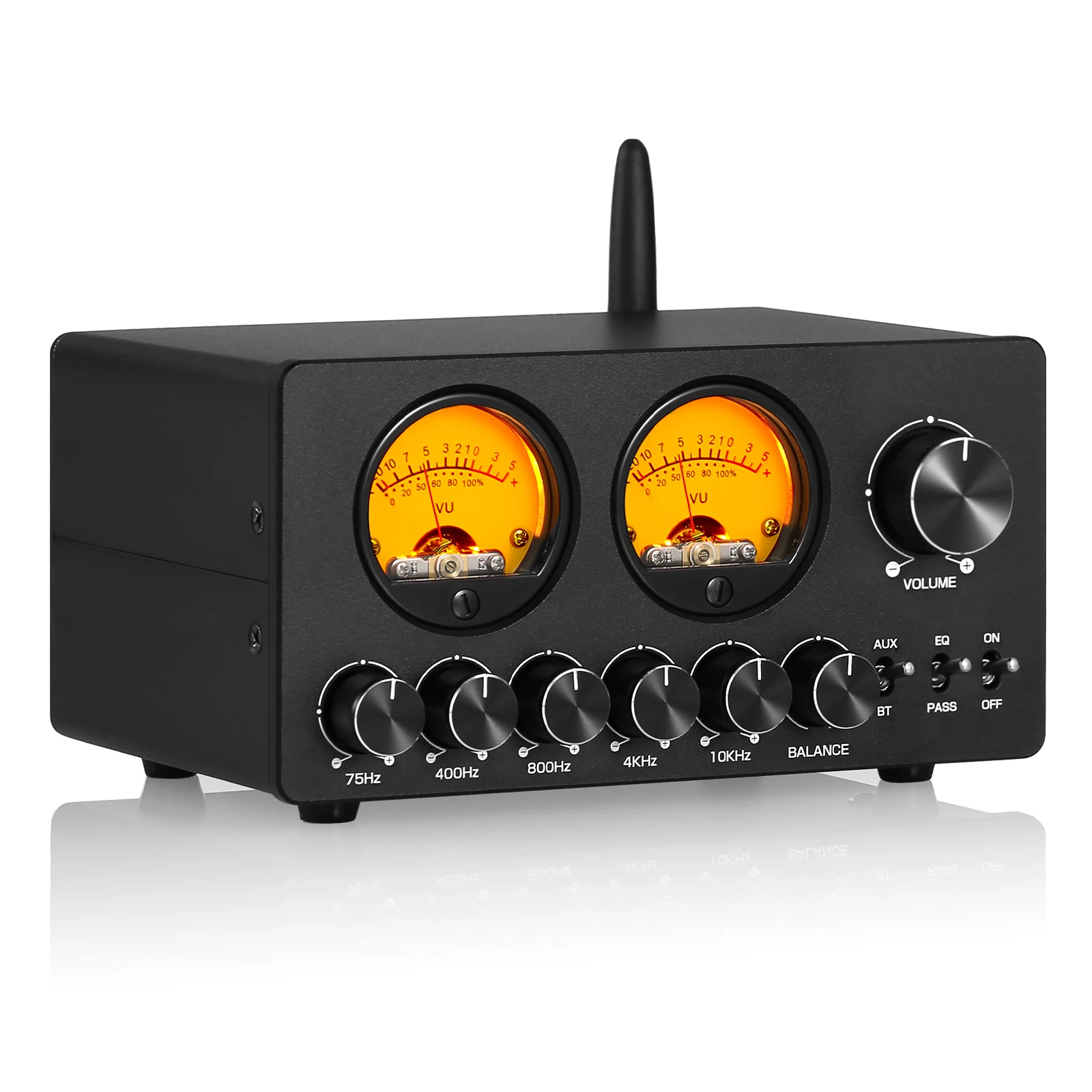 Douk Audio EQ5 TONE 5-Band EQ Equalizer Audio Pre-amplifier with VU Meter Stereo Bluetooth Receiver for Speaker/Amplifier