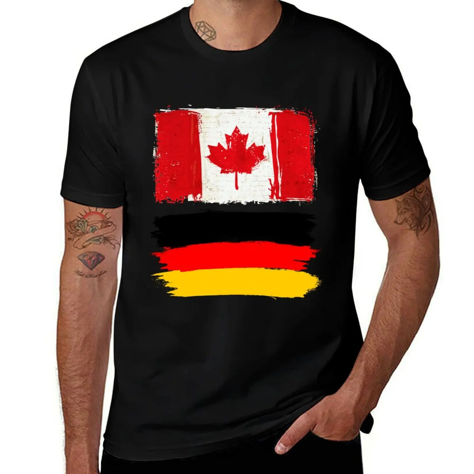 Canadian and Germany Flag T-Shirt Lightweight Running T-Shirt