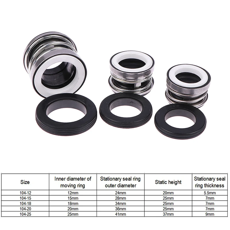 1 Pc Mechanical Seals -Rubber Below Water Pump Seal 104 Series CE/CA/NBR 12/15/18 20/25 Mm