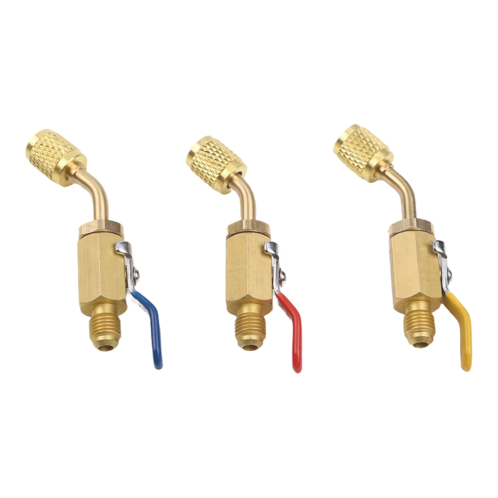 R-32 R-454B Valve Adapter with 1/4 Female Flare and Left-Hand Female Ball Valve Featuring Anti-Slip Handle for HVAC Applications
