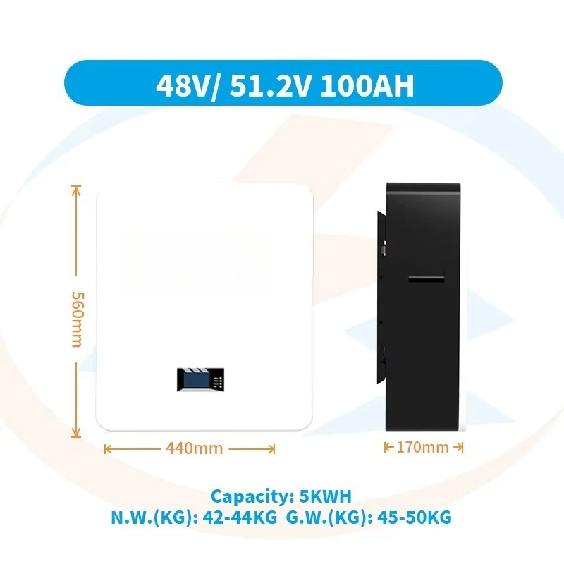 48V 10KWH Lithium Au Battery 51.2V 5KWH-10KWH Solar System Wall Mounted Home Energy Storage