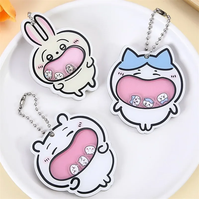 Chiikawa Interesting Kawaii Anime Keychain  Usagi Hachiware Acrylic Shake Friend Gift Cute Key Chains Toys As A Gift for Girls