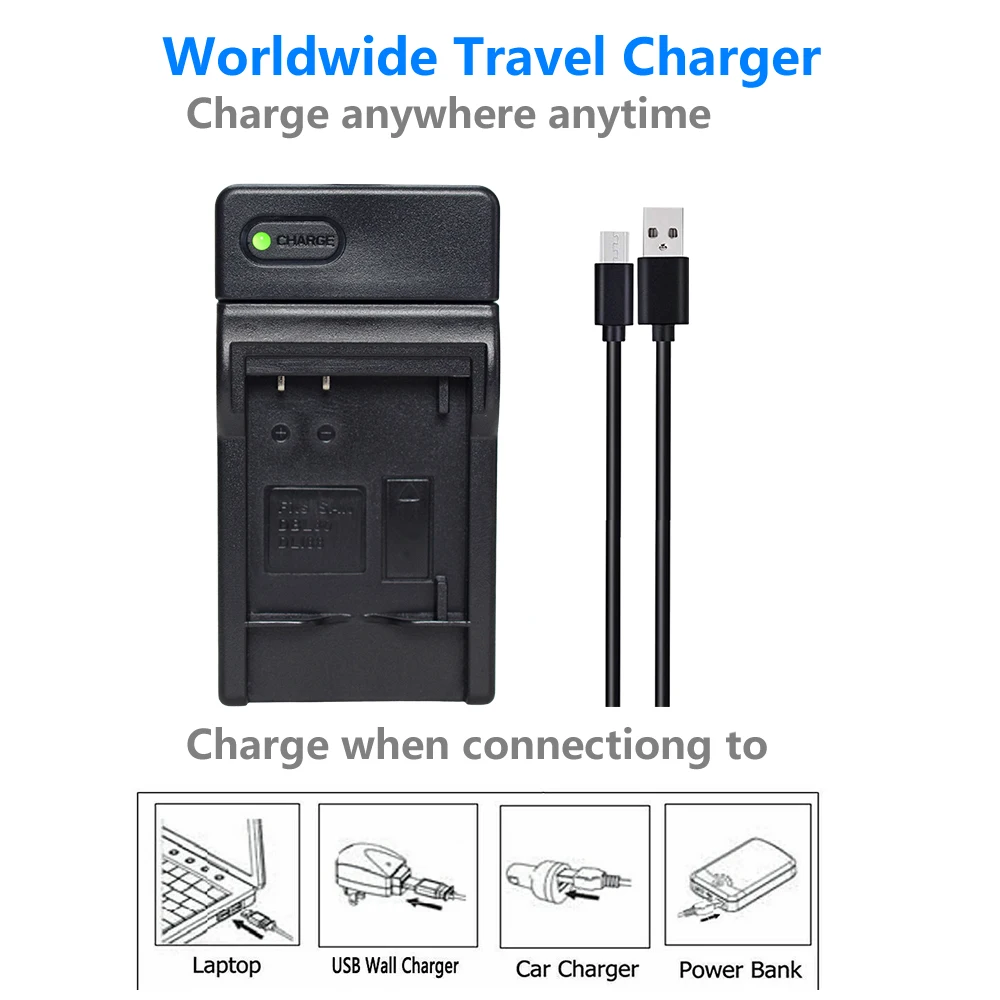 بطارية D-LI88 DB-L80 L80A D LI88 DBL80 DLi88 + شاحن نحيف لكاميرا الفيديو Sanyo Xacti VPC-CG10، VPC-CG20، VPC-CG21، VPC-CG100