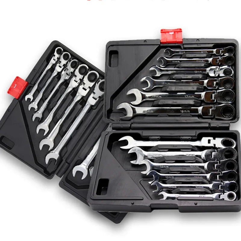 Repair Tool NEW Flex-Head Ratcheting Combination Wrench Set SAE 1/4\'\'-13/16\'\' Premium 72-Teeth Gear Chrome Organizer Repair Tool