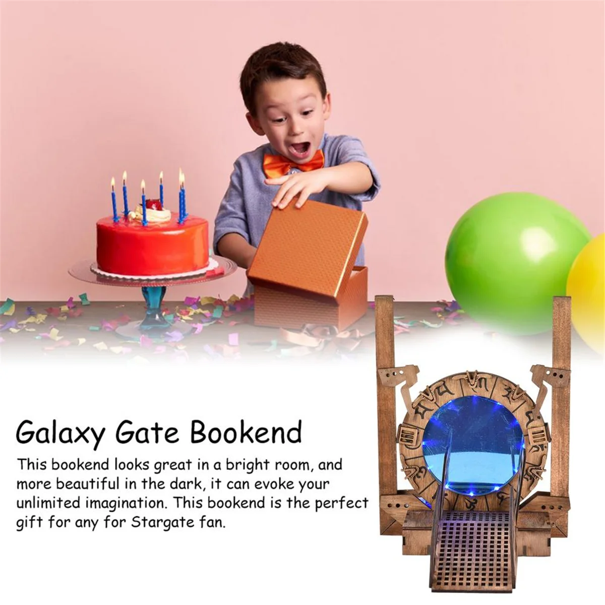 T88C Stargates Bookend Galaxy Gate Bookends Creatives -Border Time Tunnel Magical Portal Bookends for Office Book Shelf