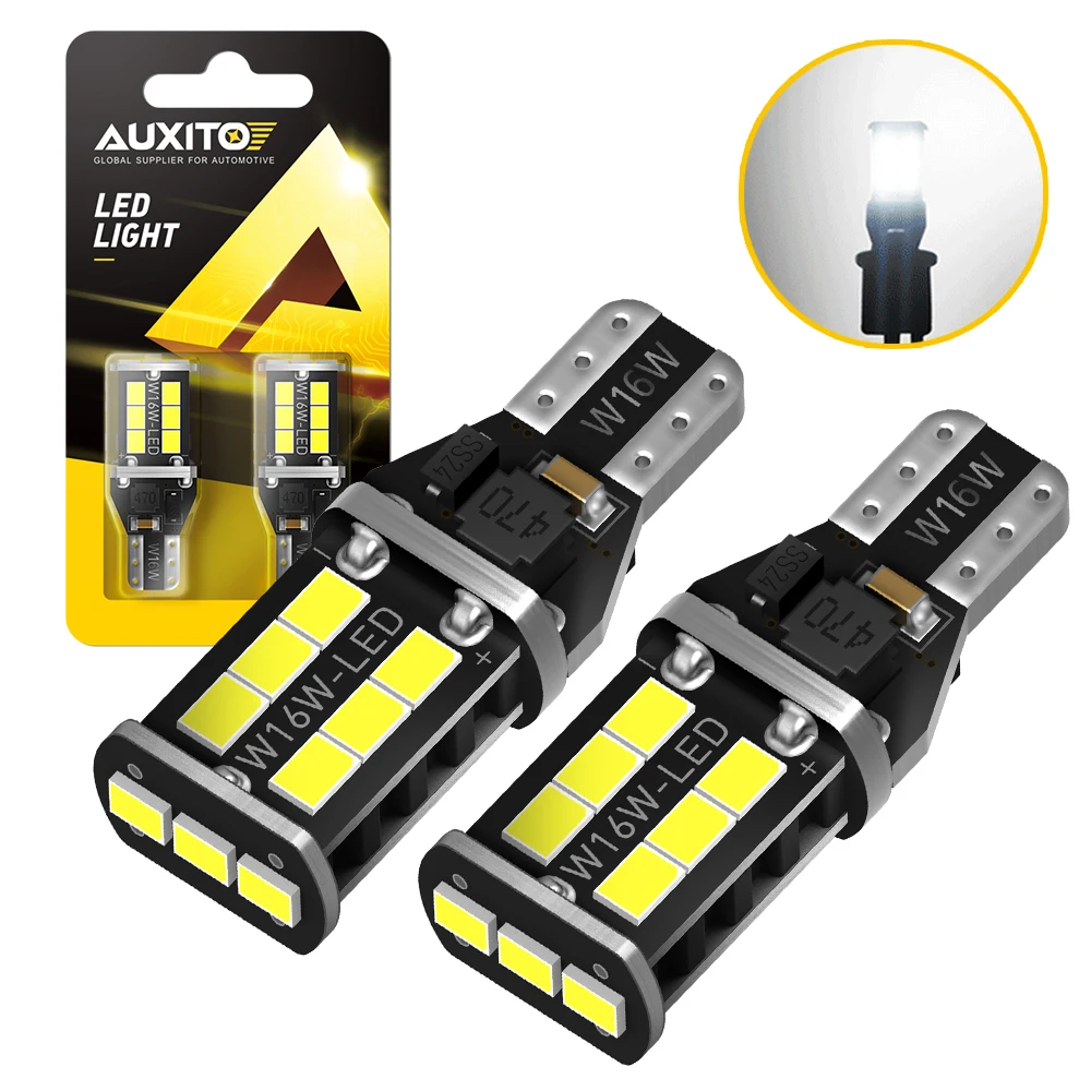 AUXITO 2Pcs T15 W16W LED Canbus Car Reverse Light Bulbs for Audi A4 B8 Q5 A3 A5 Q7 BMW E46 F10 E60 Mercedes Benz W166 W221 W211