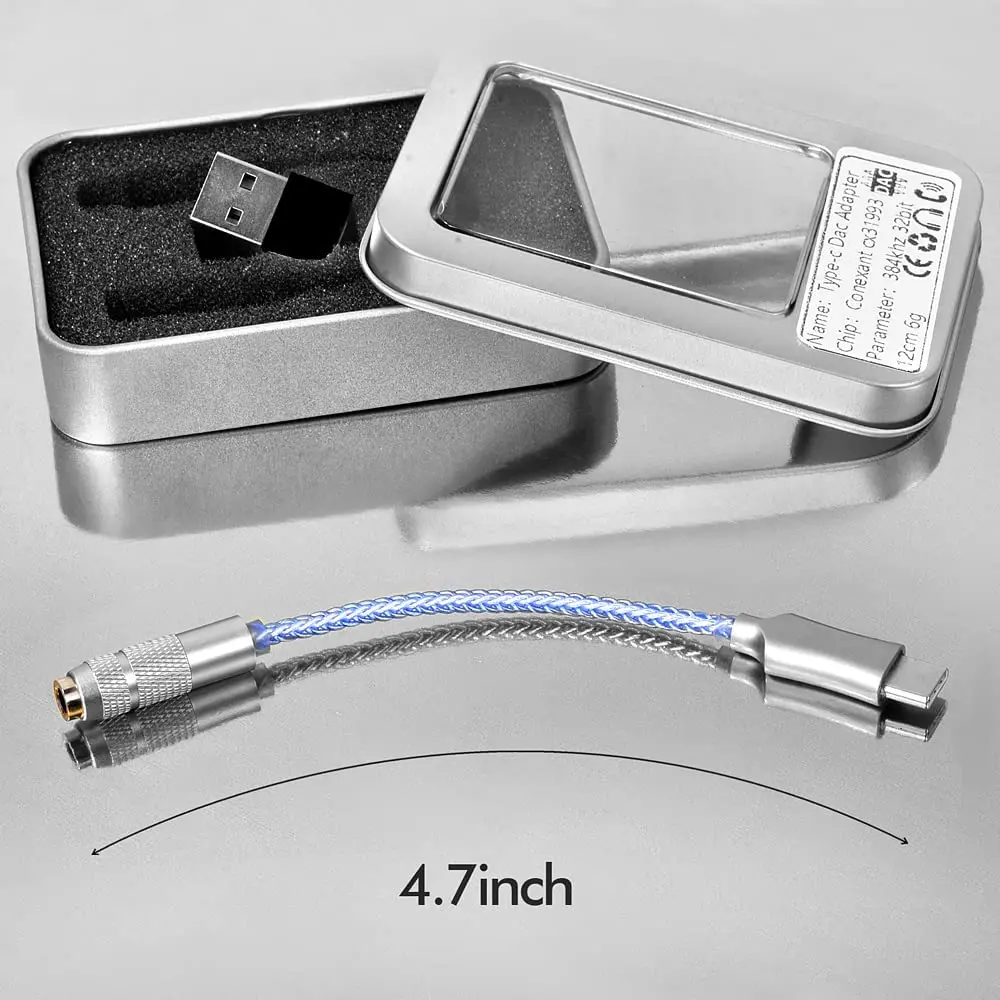 Аудиоадаптер USB типа C на 3,5 мм CX31993 Hi-Fi ЦАП Усилитель для наушников Аудиоинтерфейс Усилитель для наушников SNR128dB 32b/384 кГц