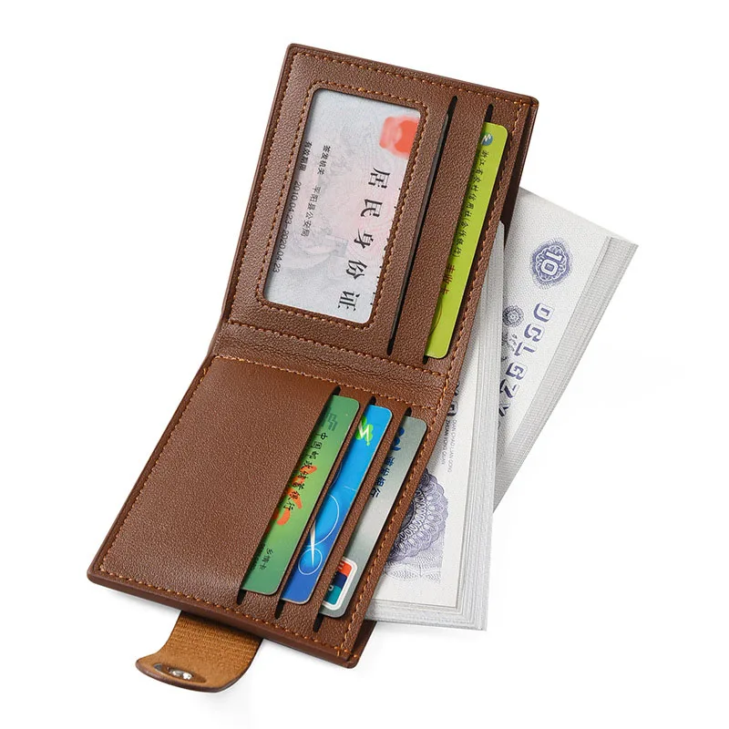 PU Leather Men's Wallets Short Section Purse Large Capacity Credit Card Vintage Wallets for Men with Coin Pocket Zipper