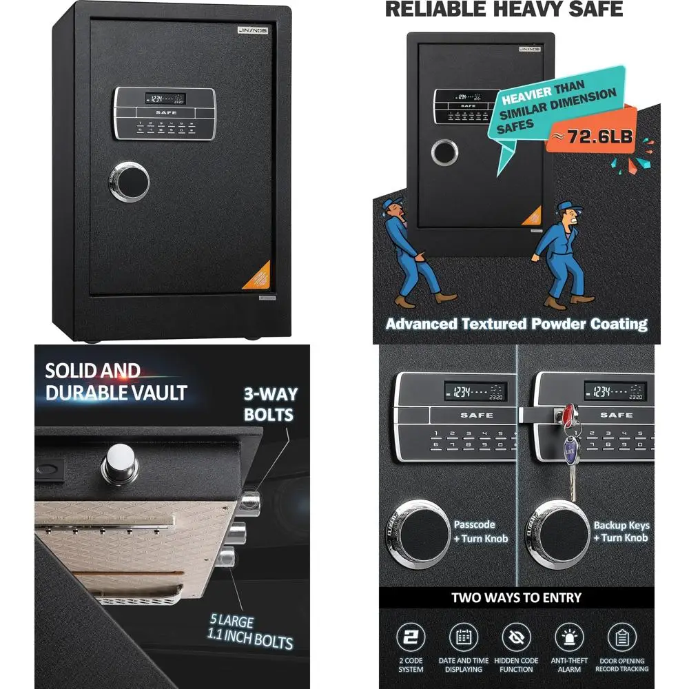 

Сейф увеличенного размера, 4,2 куб. фута, для домашней безопасности, с водонепроницаемой сумкой для сейфа, большой сейф-хранилище 27,6 дюйма с электронным замком