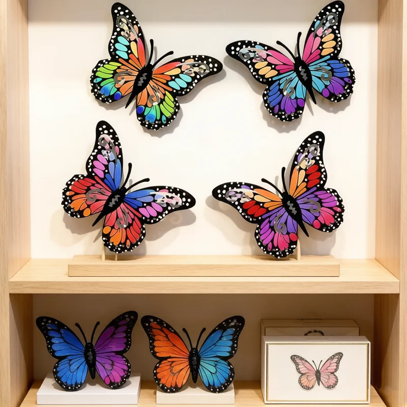 Creative Metal Butterfly Wall Decor, 4Pcs Hanging Art, Practical Ornament for Garden, Yard, Fence, Patio and Indoor Space