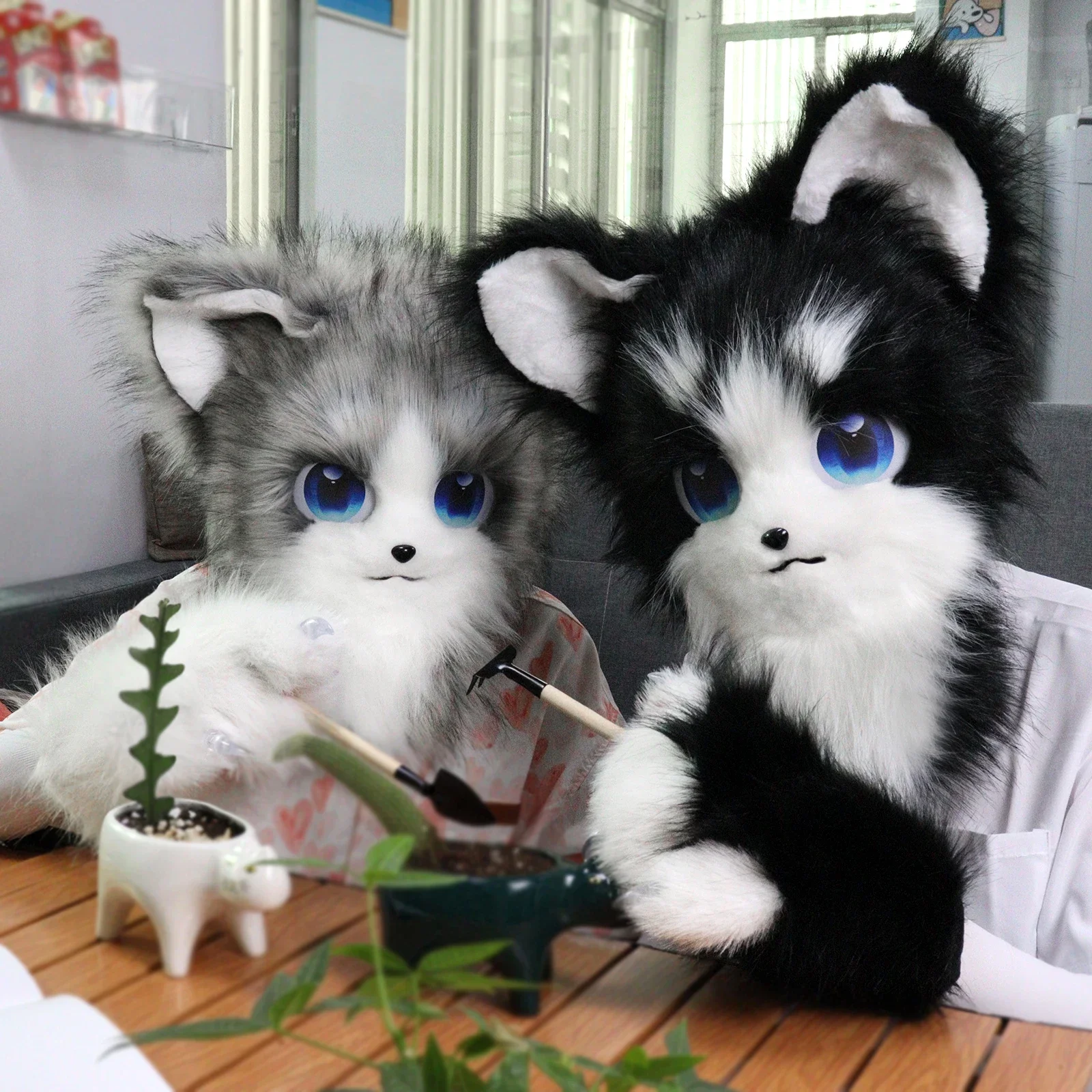 

Animal Furry Fursuit Head Mask Plush Cat Fox Mask Costume Props for Halloween Cosplay Party