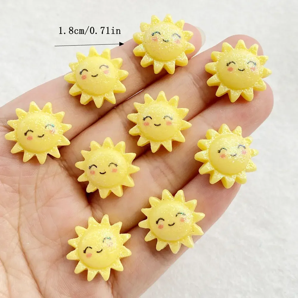 12 STKS Hars Leuke cartoon glimlach zonnebloem Beeldjes Plat Steen DIY Bruiloft Sieraden Decor Plakboeken Accessoires Ambachten - afbeelding 1
