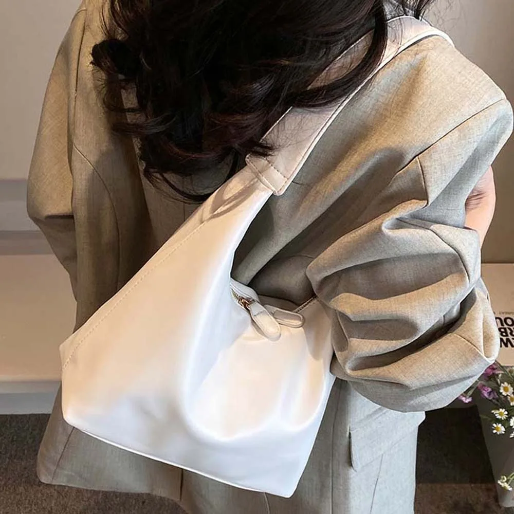 

Storage Bag Elegant Soft PU Tote Bag Korean Style Pockets Women Hobo Bag Anti-Splash Water Light Brown Underarm Bag Outdoor