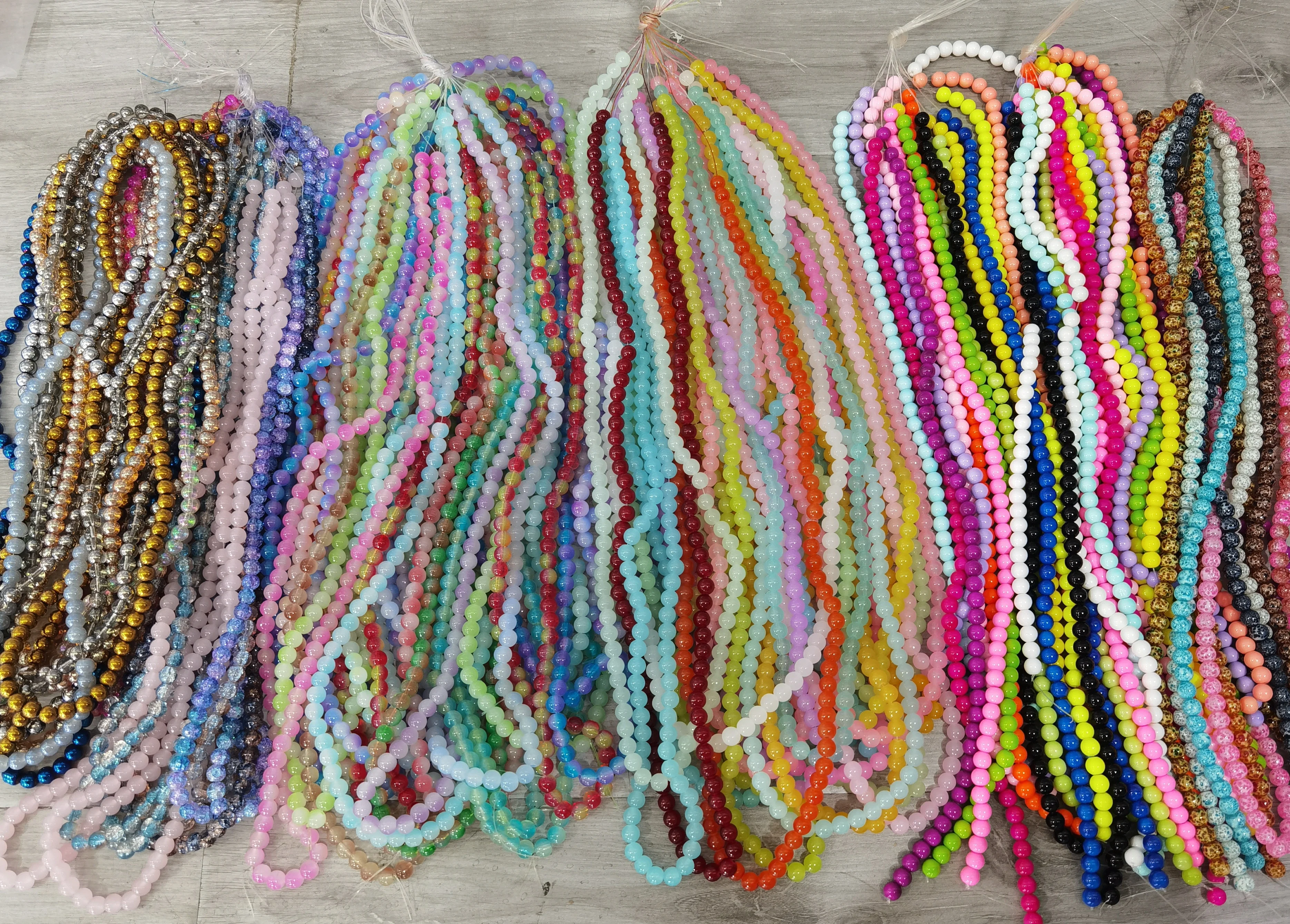 160strands 8mm Mixed Glass Beads 1 strand in 50pcs for DIY Bracelet Bangle Making M160