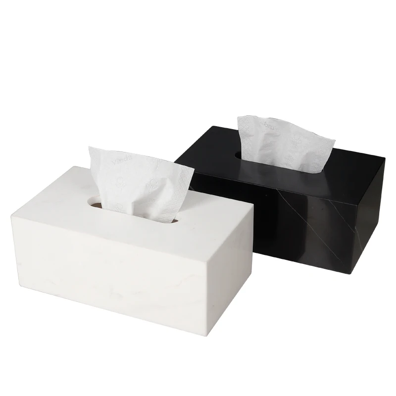 Wholesale Customized Factory Outlet 20x12x10CM Cuboid Natural Marble Stone Medium Tissue Box Storage Organization Case