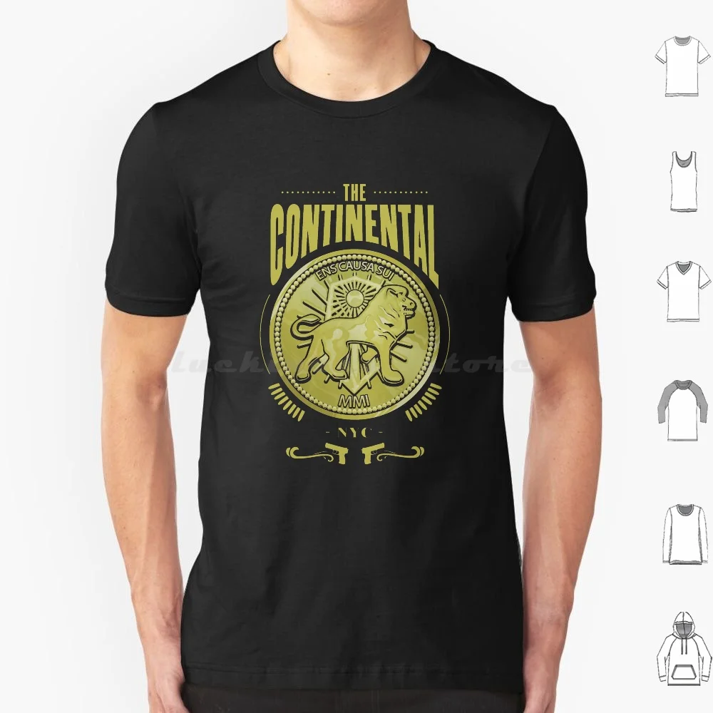 The Continental Hotel-Ens Causa Sui Camiseta Tamanho Grande 100% Algodão Wick The Continental Hotel Nova York City Parabellum Neutro