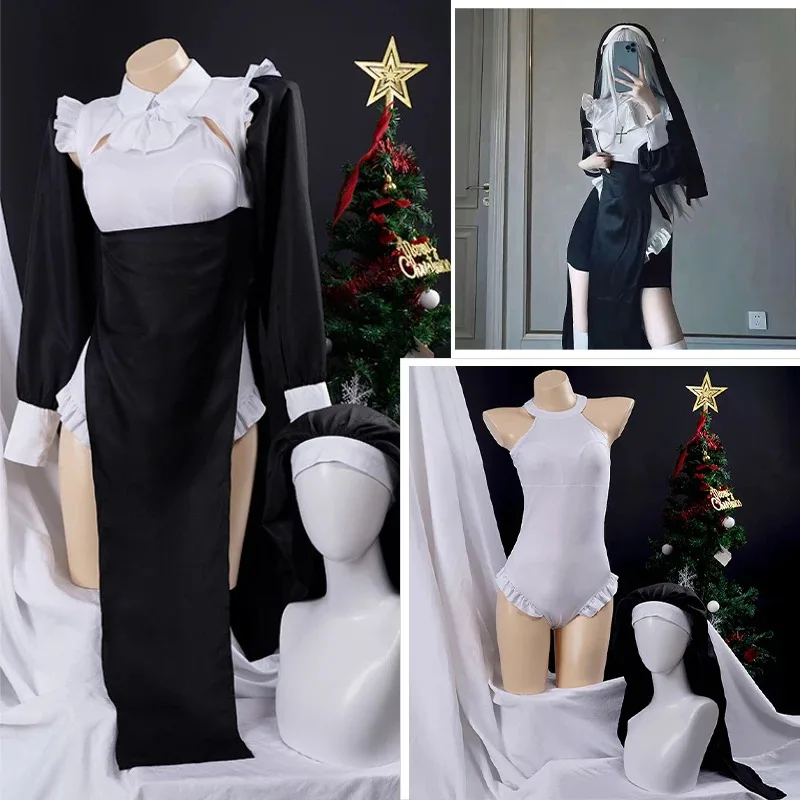 Nuevo 2025 Anime monjas diseño Original Cosplay Chowbie uniforme negro vestido Sexy disfraces de Halloween de gran tamaño para mujeres Ma ❤ ❤ dd