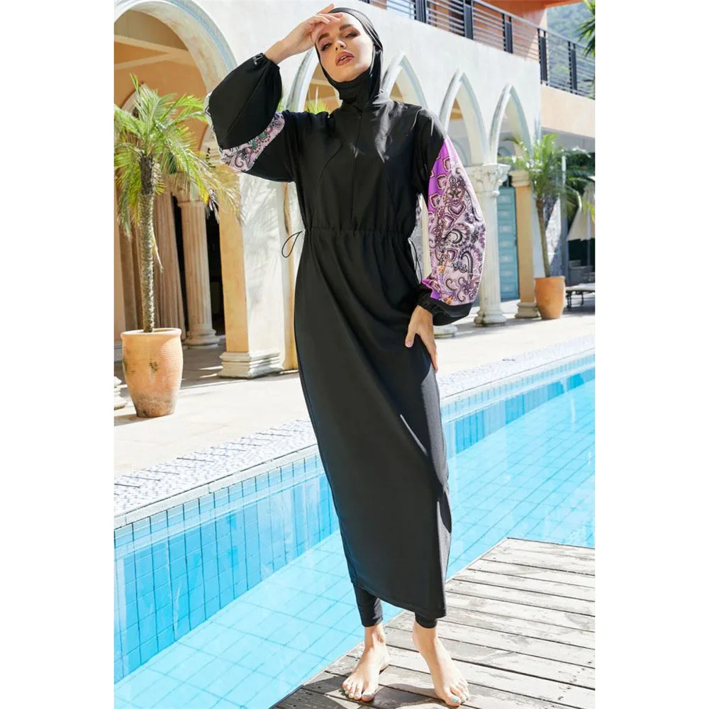 3 pièces/ensemble musulman Burkini maillot De Bain musulman longue Robe De bain islamique modeste Maillot De Bain femmes arabe Hijab Maillot De Bain Maillot De Bain