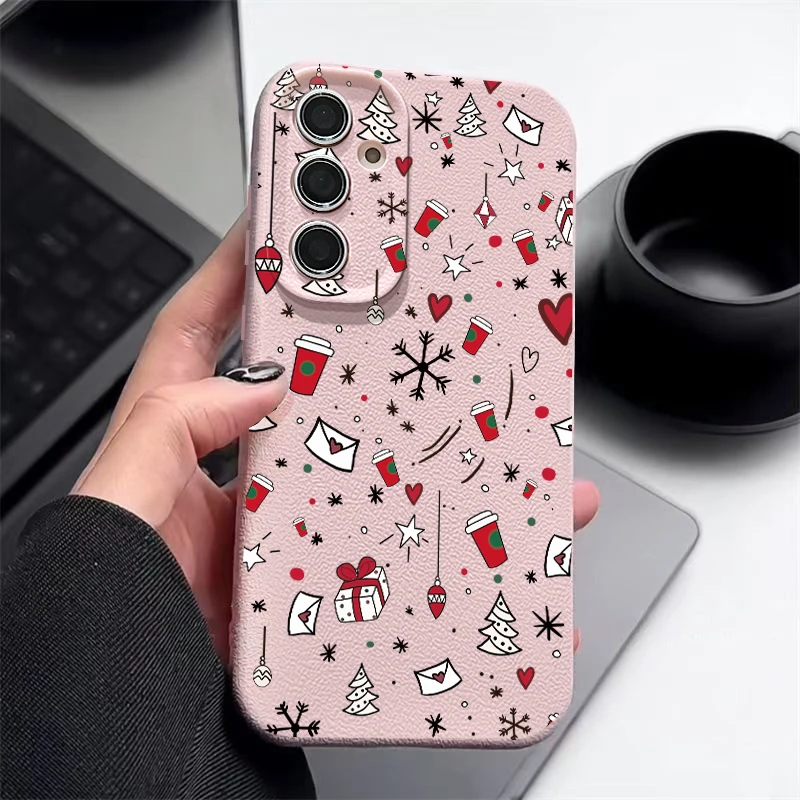 Weiche Hülle mit Weihnachtsmuster für Samsung Galaxy A17 A56 A36 A26 A55 A16 A15 A54 5G S25 Edge S24 FE S23 S22 Ultra Plus Handyhülle
