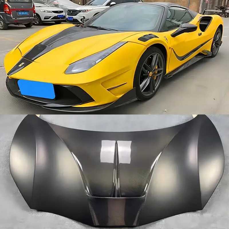 

For Ferrari 488 GTB 2015-2020 Real Carbon Fiber Forged Front Bumper Engine Hood Bonnet Body Kit Vent Cover