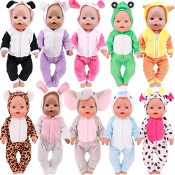 Doll Clothes Plush Animal Pattern Bodysuit For 18inch American Doll&43Cm Reborn Baby Doll Accessories Our Generation Girl's Toys