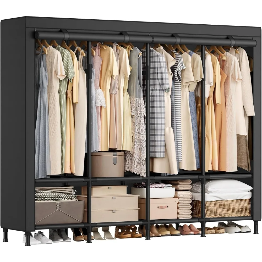 

Wardrobe Closet, 67.3 Inch Large Capacity Portable Closet, Clothing Rack, 25 mm Dia,Thick Steel Tubes, Clothes Organizer with F
