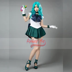 Anime Sailor Neptune Kaiou Michiru Cosplay Costume Green Dress for Women Halloween Outfit