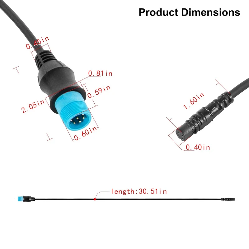 Adaptador 0101271900, transductor de 8 pines a sonda de 4 pines, Compatible con trazadores de gráfico, transductor y buscador de peces