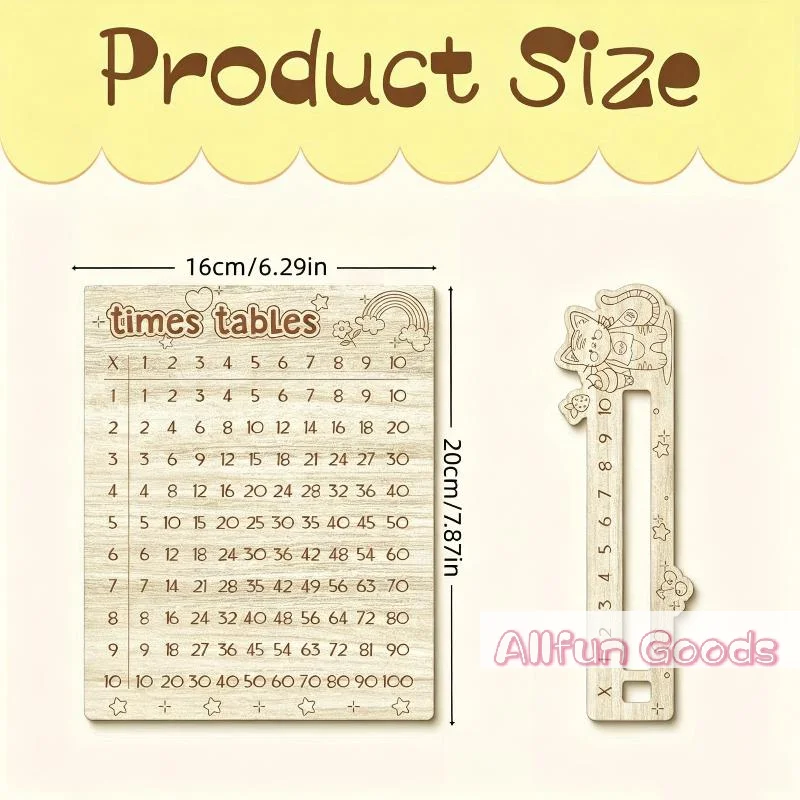 [TG835]Multiplication Table Wooden Board Set — Natural Wood Learning Boards For Math Class & Back-To-School Gifts