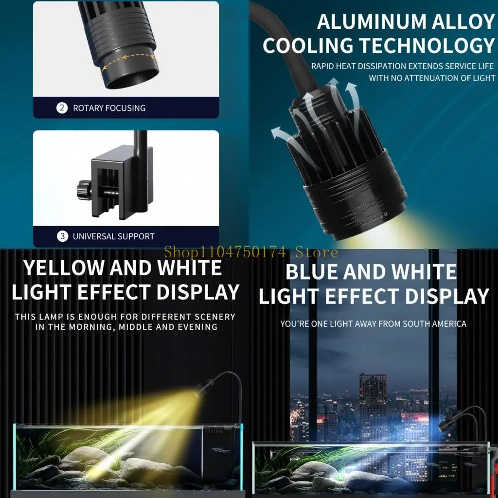 Adjustable Fish Tank Light Aquarium Landscaping Lights Small Spotlights LED Multi-Color Light Lamps Aquarium Supplies top sale