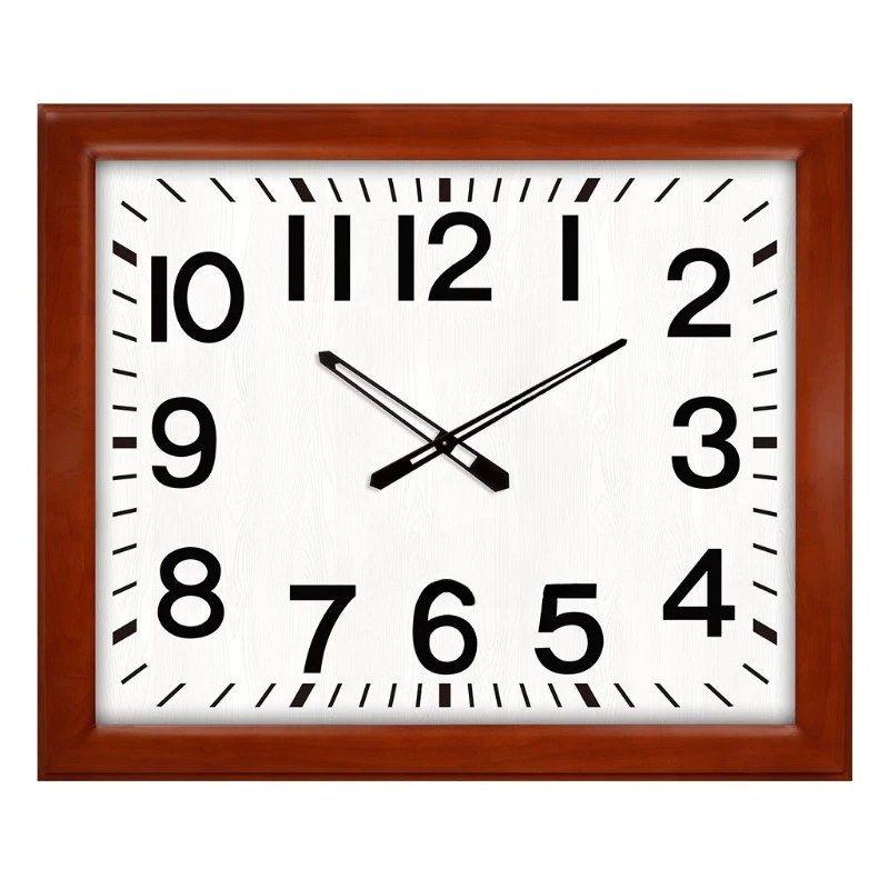 Large clock Solid wood horizontal length ladder, conference hall School classroom Hotel wall clock