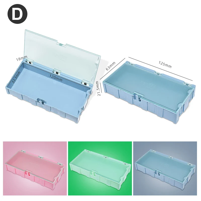 125*63*21mmElectronic Component Storage Box Multi-grid Parts Organizer Box ESD Electronic Parts Storage Case for SMT Workshop
