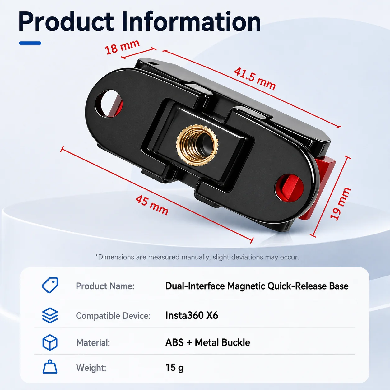 Magnetic Camera Mount for Insta360 X6 Fast Release Bracket Dual Interface 1/4 Screw Tripod Stand Bike Mount Vlog Accessories