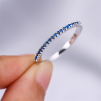 Blue Crystal Small Round Stone Stacking Rings For Women Vintage Fashion Silver Color Wedding Bands Engagement Jewelry Minimalist