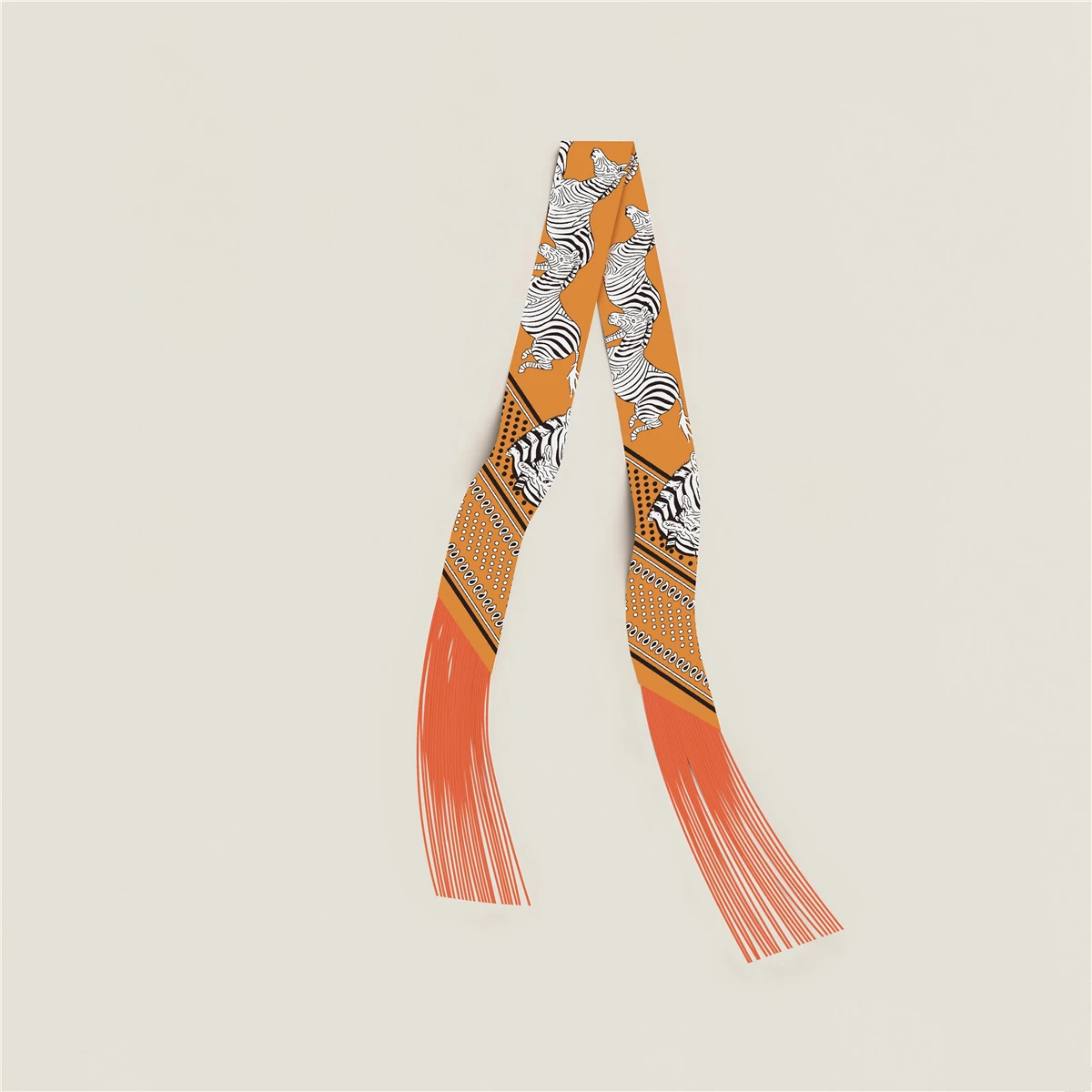 Quastenschal im Modedesign, Marken-Seidenschal für Damen, Haarband, Foulard, Schmaler Taschenschal, Halstuch, Handtaschen-Dekoration