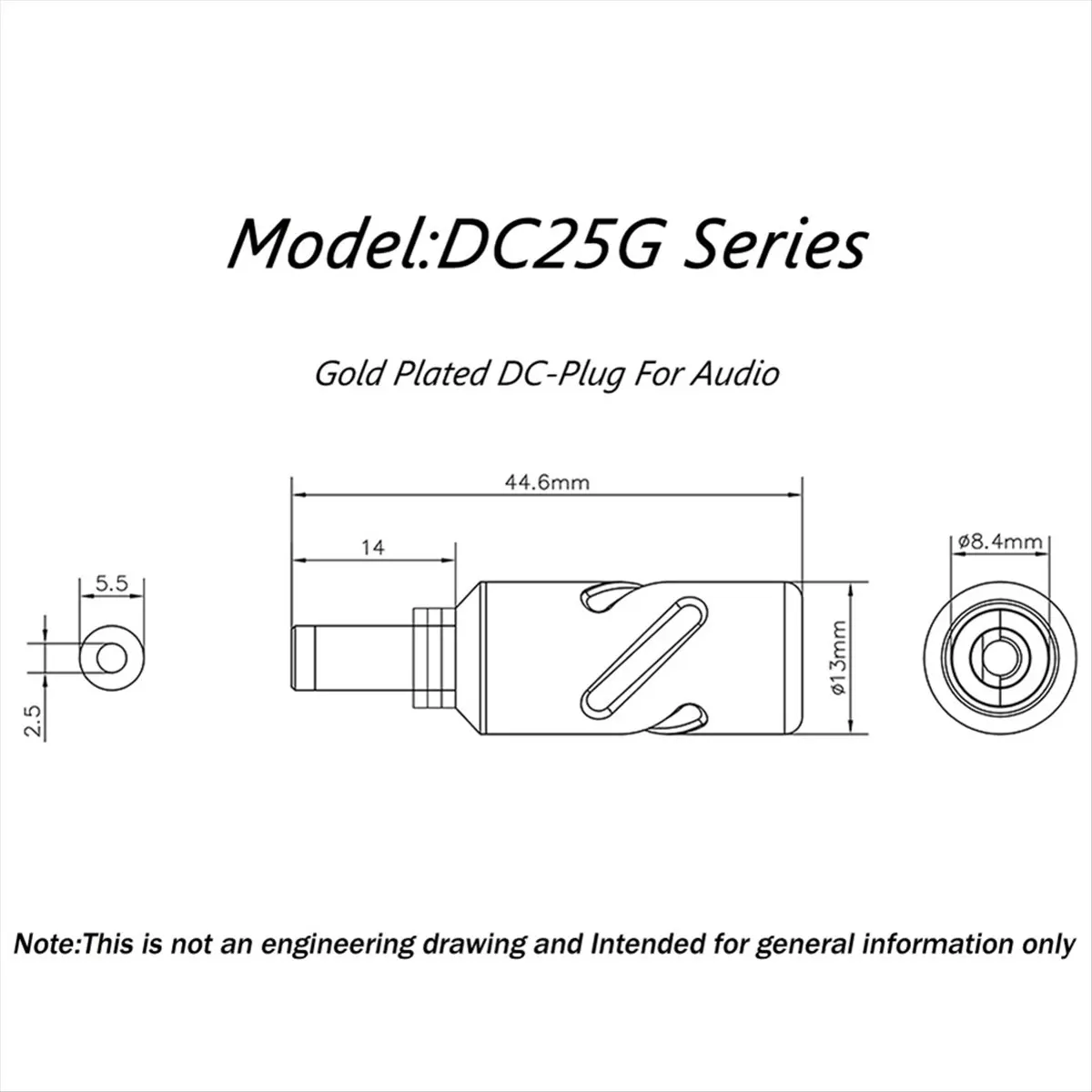 a16i]-dc25g-power-connector-jack-dc-55-x-25mm-dc-power-cable-plugs-for-hifi-audio-applications-diy